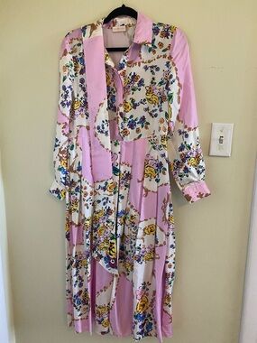 Tory Burch Pink & White Floral Patchwork Maxi Dress
